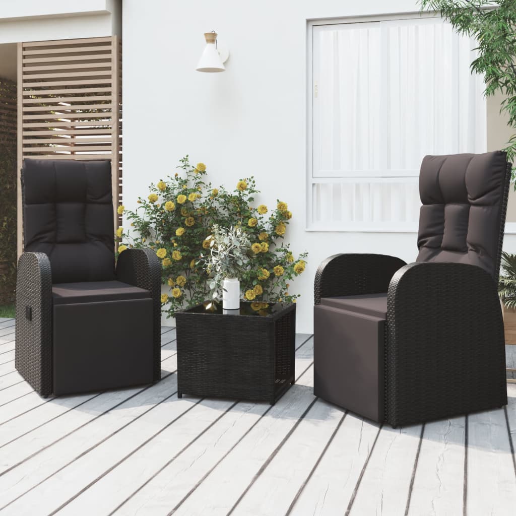 vidaXL 3 Piece Garden Lounge Set Poly Rattan&Solid Wood Acacia