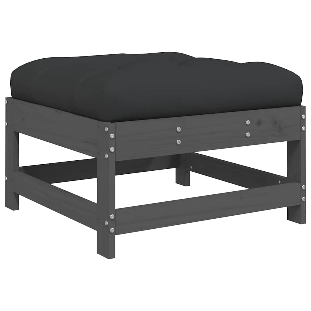vidaXL 3 Piece Garden Lounge Set with Cushions Grey Solid Wood 6