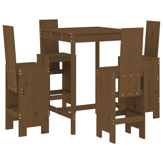 vidaXL 5 Piece Garden Bar Set Honey Brown Solid Wood Pine 2