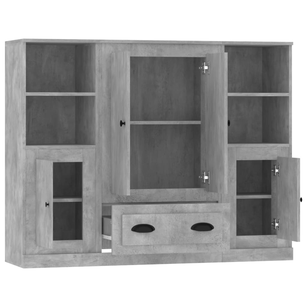 vidaXL Highboards 3 pcs Concrete Grey Engineered Wood 6