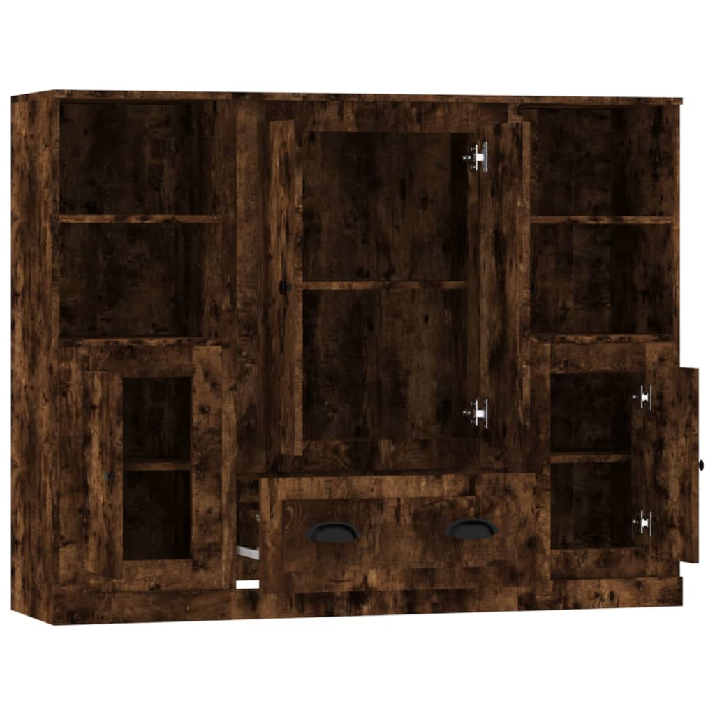 vidaXL Highboards 3 pcs Smoked Oak Engineered Wood 6