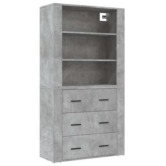 Highboard Engineered Wood Concrete grey