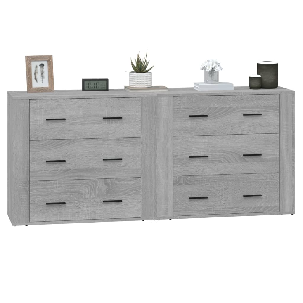 vidaXL Sideboards 2 pcs Grey Sonoma Engineered Wood 6