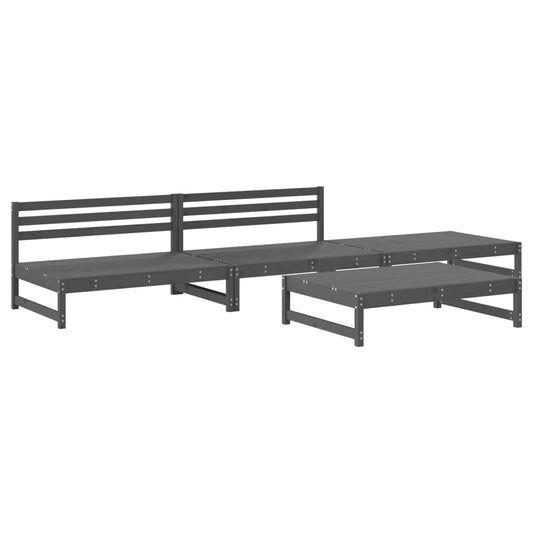 vidaXL 4 Piece Garden Lounge Set Grey Solid Wood Pine 2