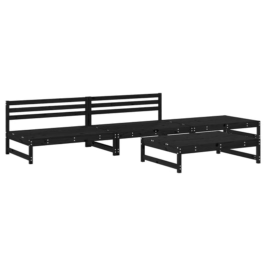 vidaXL 4 Piece Garden Lounge Set Black Solid Wood Pine 2