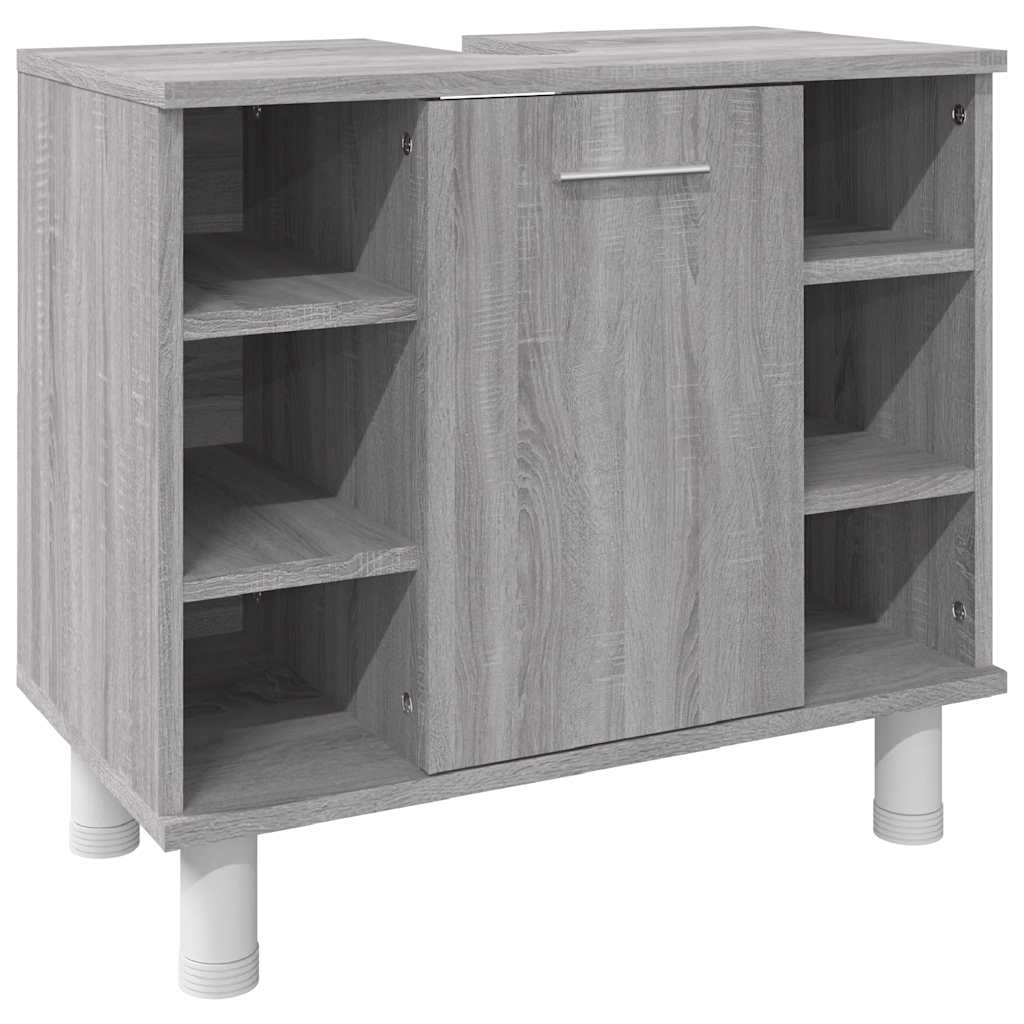 vidaXL 3 Piece Bathroom Cabinet Set Grey Sonoma Engineered Wood 6