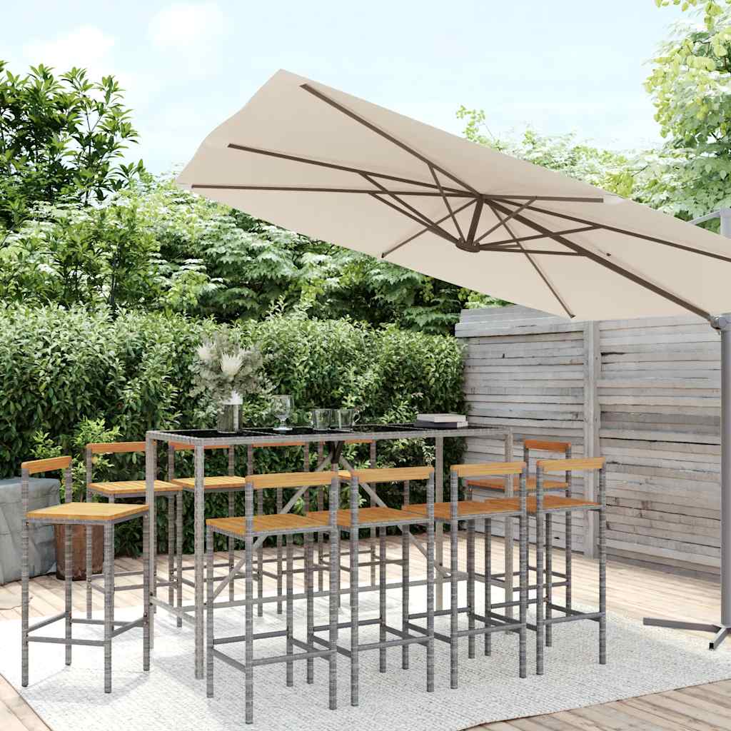 vidaXL 5 Piece Garden Bar Set Poly Rattan& Solid Wood Acacia