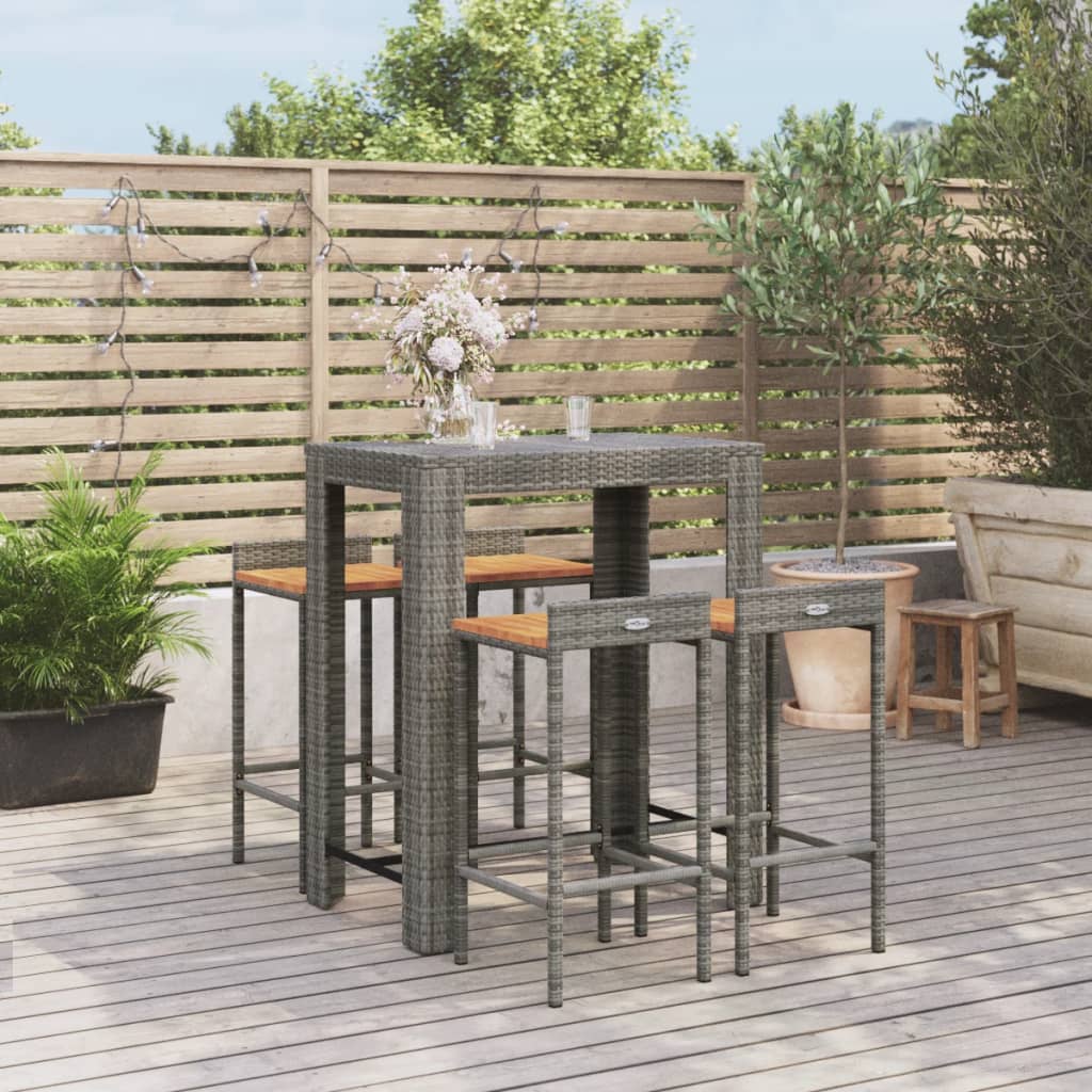 vidaXL 3 Piece Garden Bar Set Poly Rattan&Solid Wood Acacia