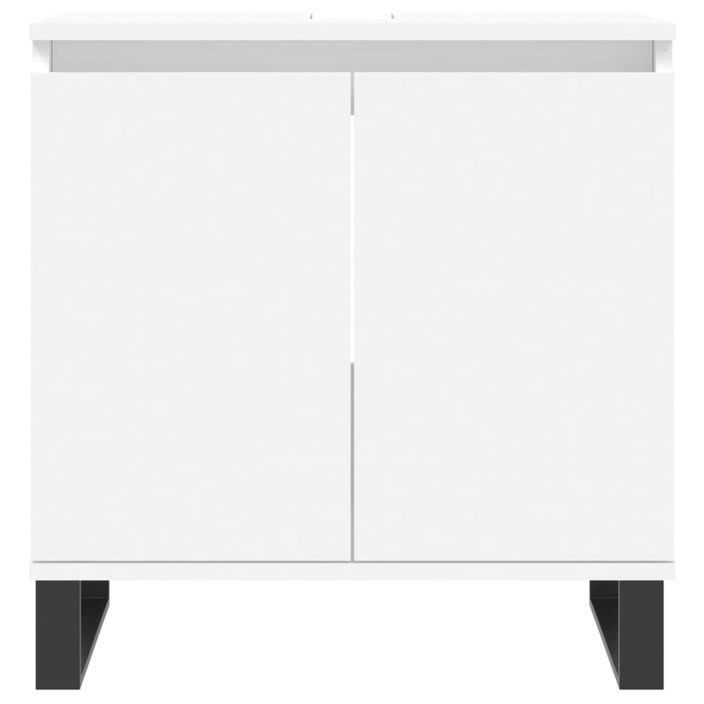 vidaXL 3 Piece Bathroom Cabinet Set White Engineered Wood 6