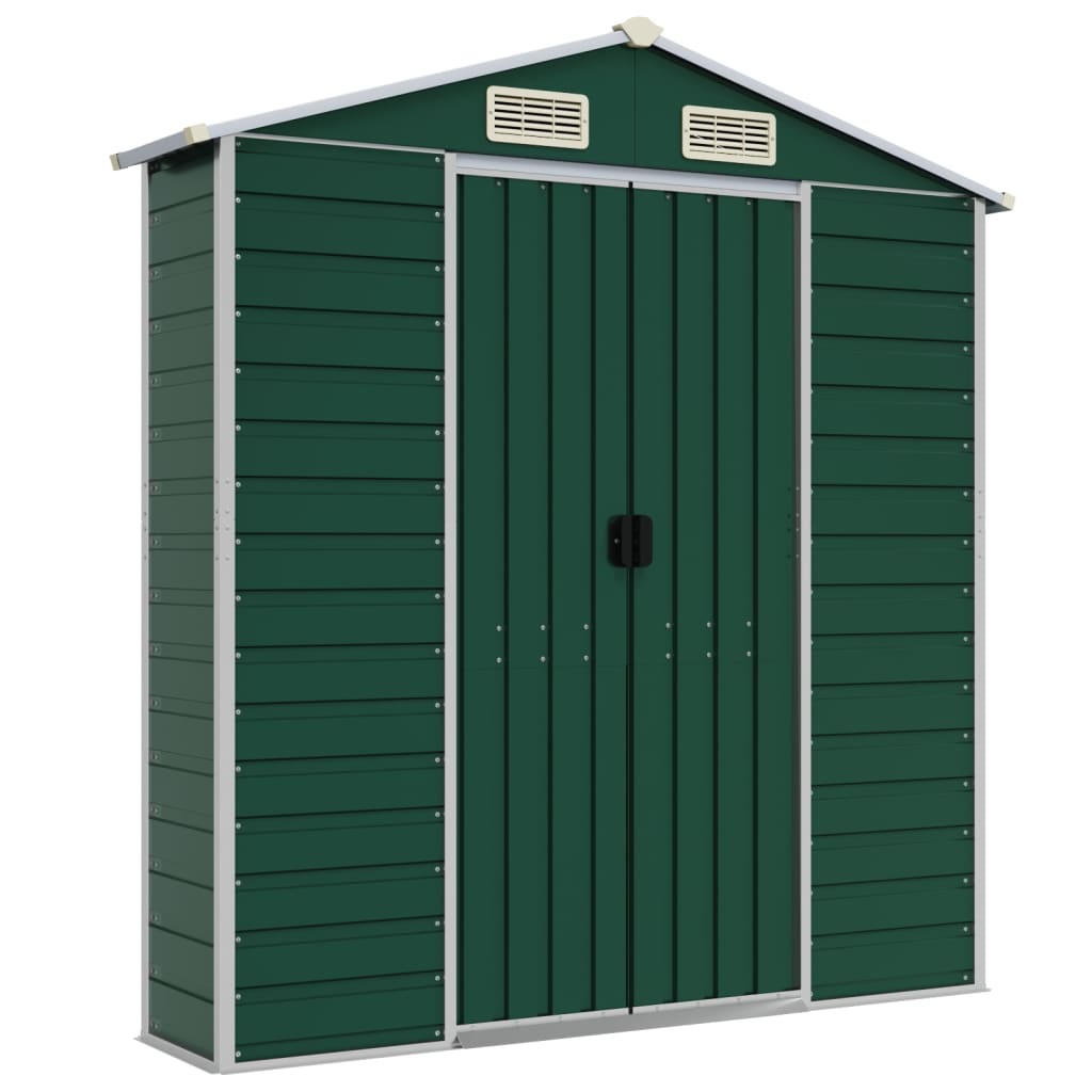 vidaXL Garden Shed Green 191x215x198 cm Galvanised Steel 6