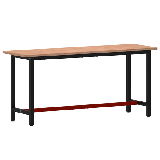 vidaXL Workbench 180x55x81.5 cm Solid Wood Beech and Metal 2