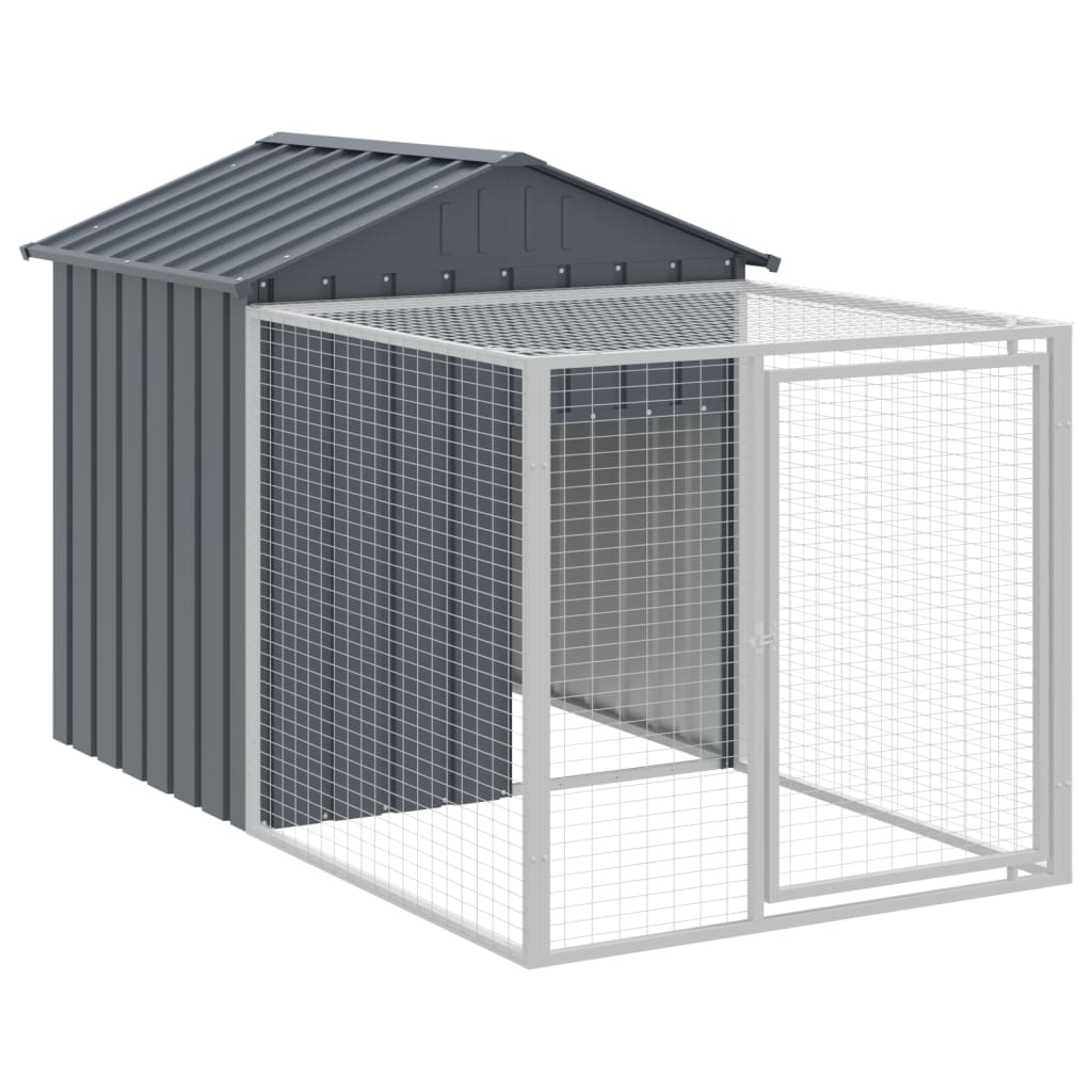 vidaXL Chicken Cage with Run Anthracite 117x405x123 cm Galvanised Steel 6
