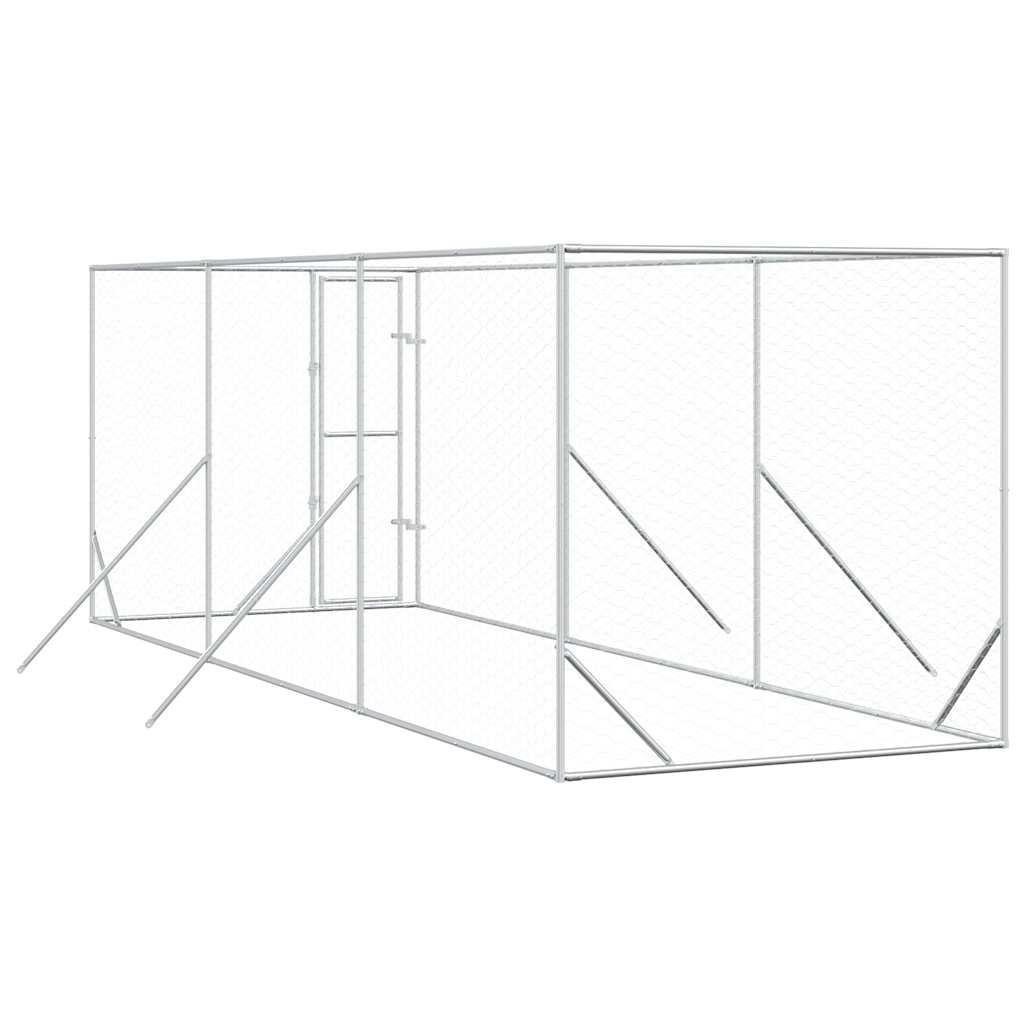 vidaXL Outdoor Dog Kennel Silver 2x6x2 m Galvanised Steel 6