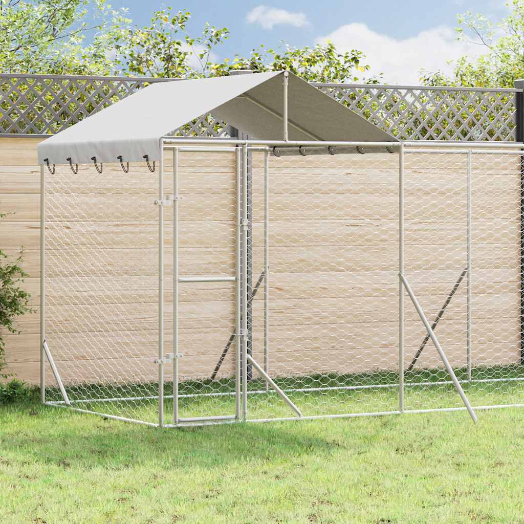 Outdoor Dog Kennel with Roof Silver 2x2x2,5 m Galvanised Steel 14 x 2 x 2.5 m