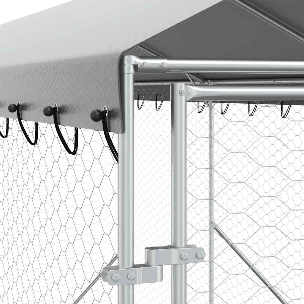 vidaXL Outdoor Dog Kennel with Roof Silver 2x6x2,5 m Galvanised Steel 6