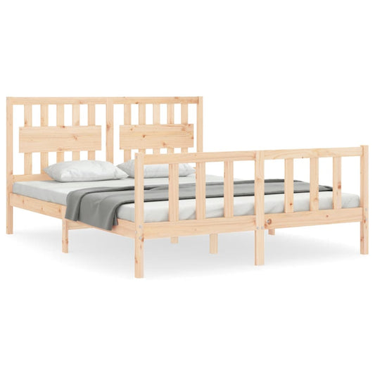 Bed Frame without Mattress Solid Wood Pine Length 200 cm Natural 160 cm