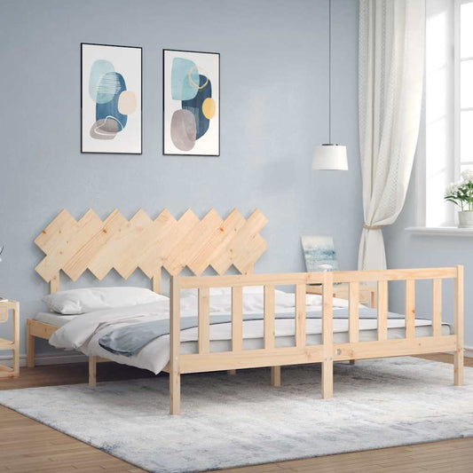 Bed Frame without Mattress Solid Wood Pine Length 200 cm Natural 180 cm
