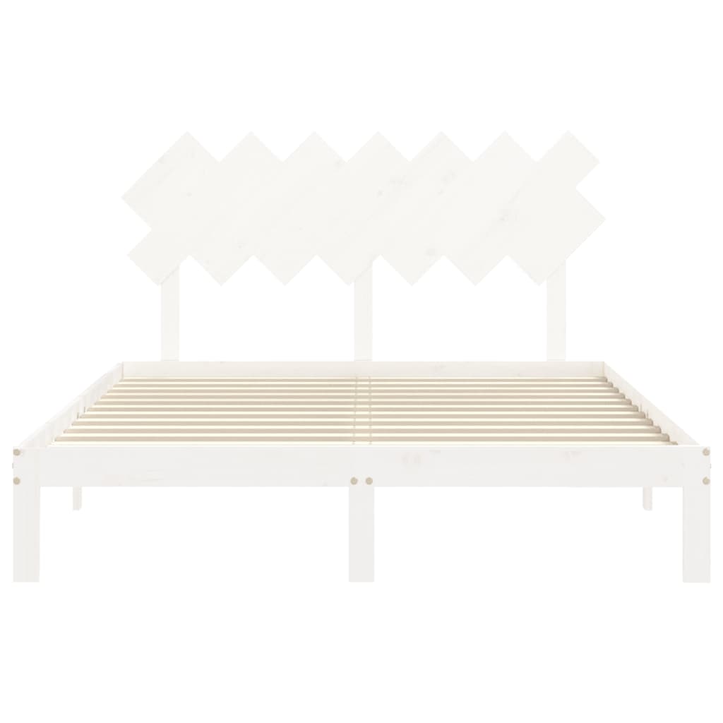 Bed Frame without Mattress Solid Wood Pine Length 190 cm White 140 cm