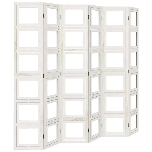 vidaXL Room Divider 6 Panels White Solid Wood Paulownia 2