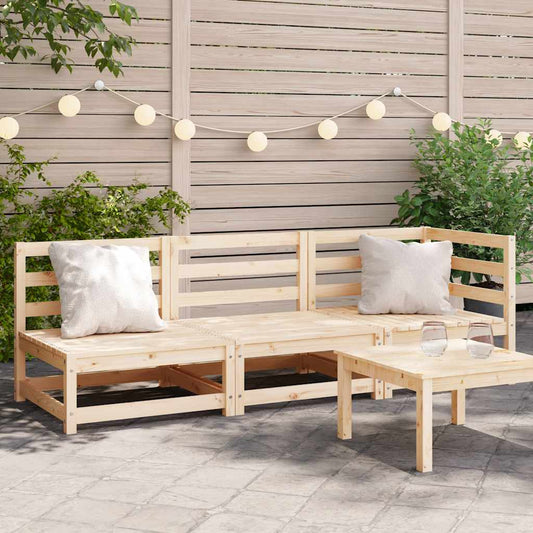 Garden Sofa 3-Seater Solid Wood Pine Corner + 2x Chair Natural pine