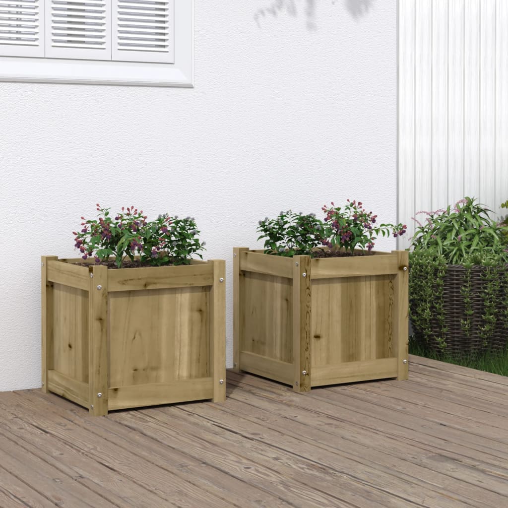 Garden Planters Solid Wood Pine Natural impregnated 2