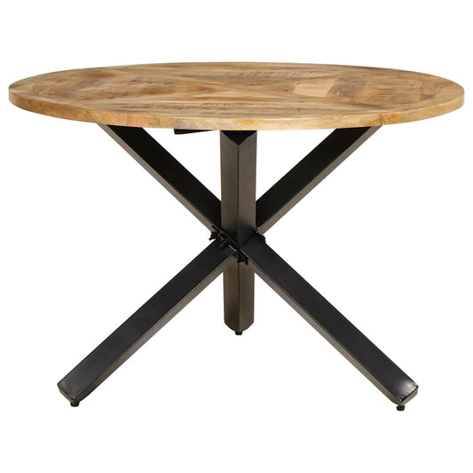 vidaXL Dining Table Ø110x75 cm Solid Wood Rough Mango 2