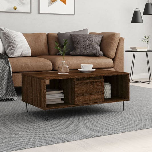 Coffee Table 90x50x36,5 cm Engineered Wood Brown oak