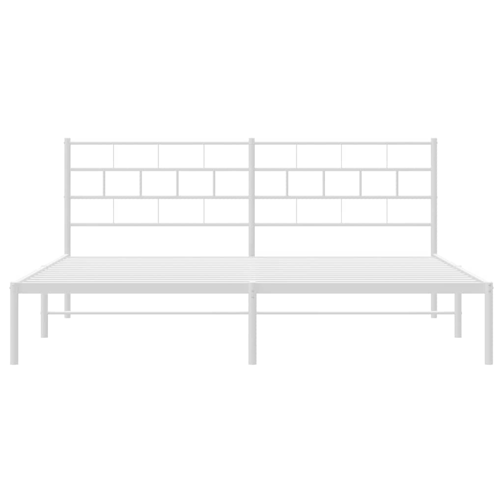 Metal Bed Frame without Mattress with Headboard White 193 cm 203 cm