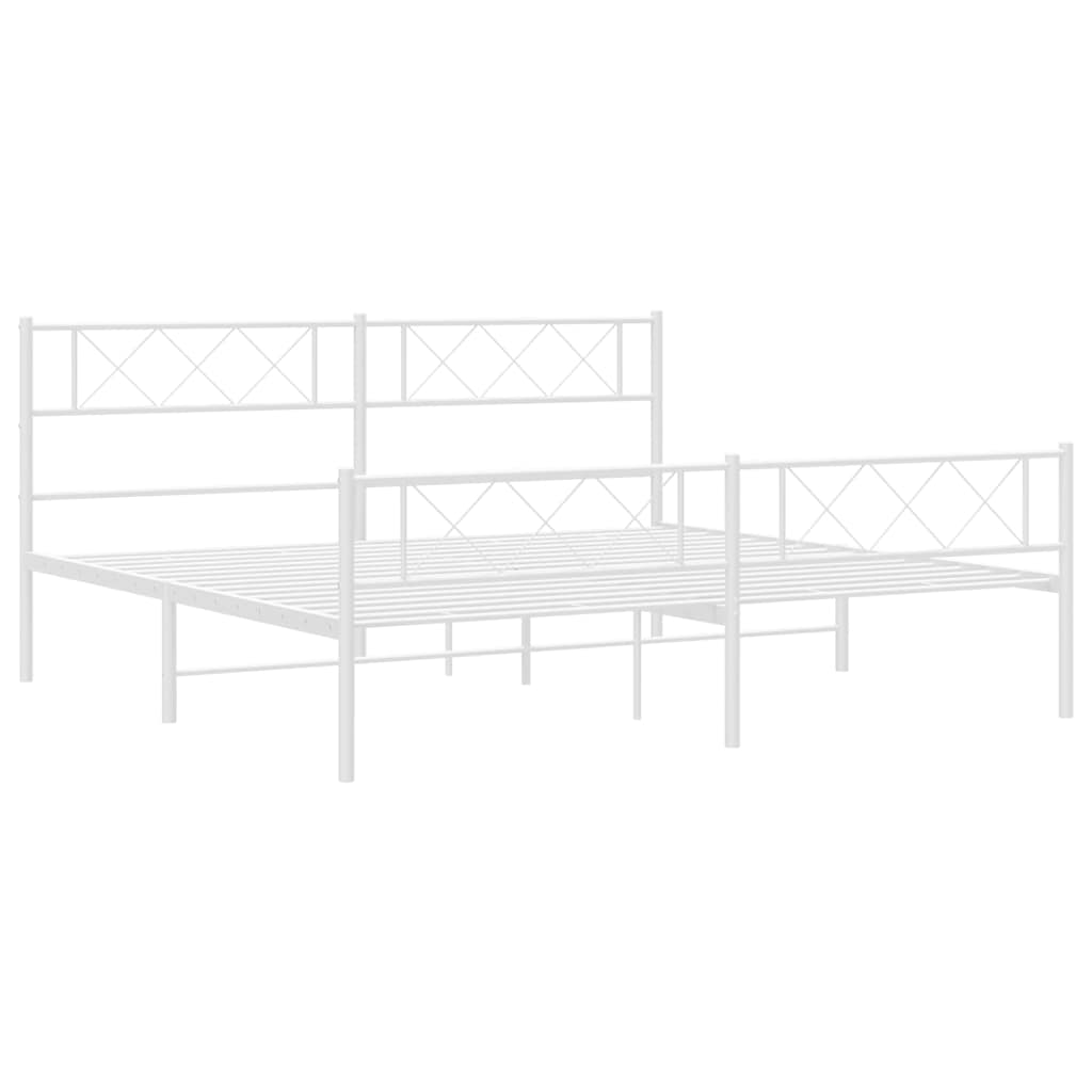 Metal Bed Frame without Mattress with Footboard with Headboard & Footboard White 193 cm 203 cm