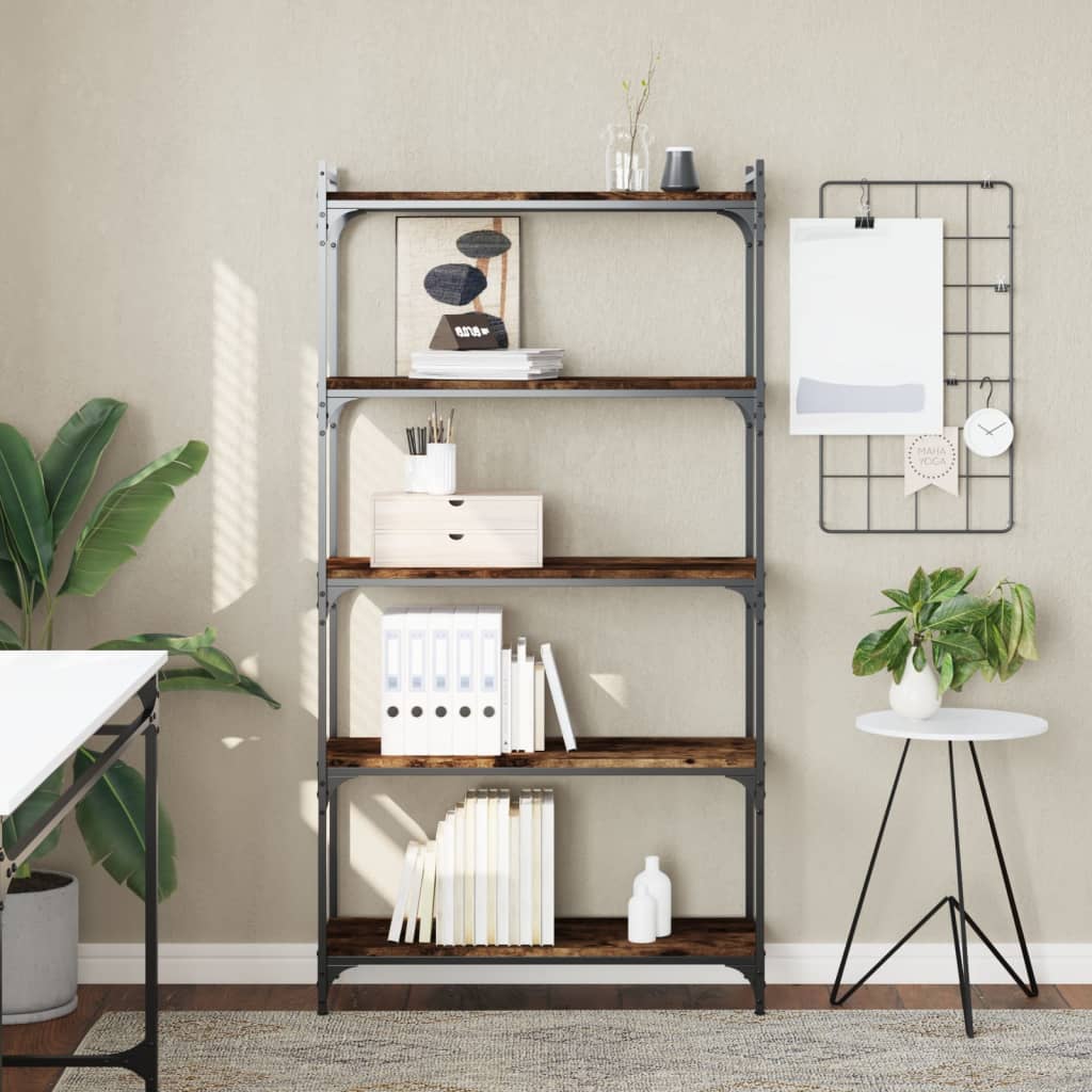 Bookcase 3-Tier 80x30x86 cm Engineered Wood Smoked oak 154 cm