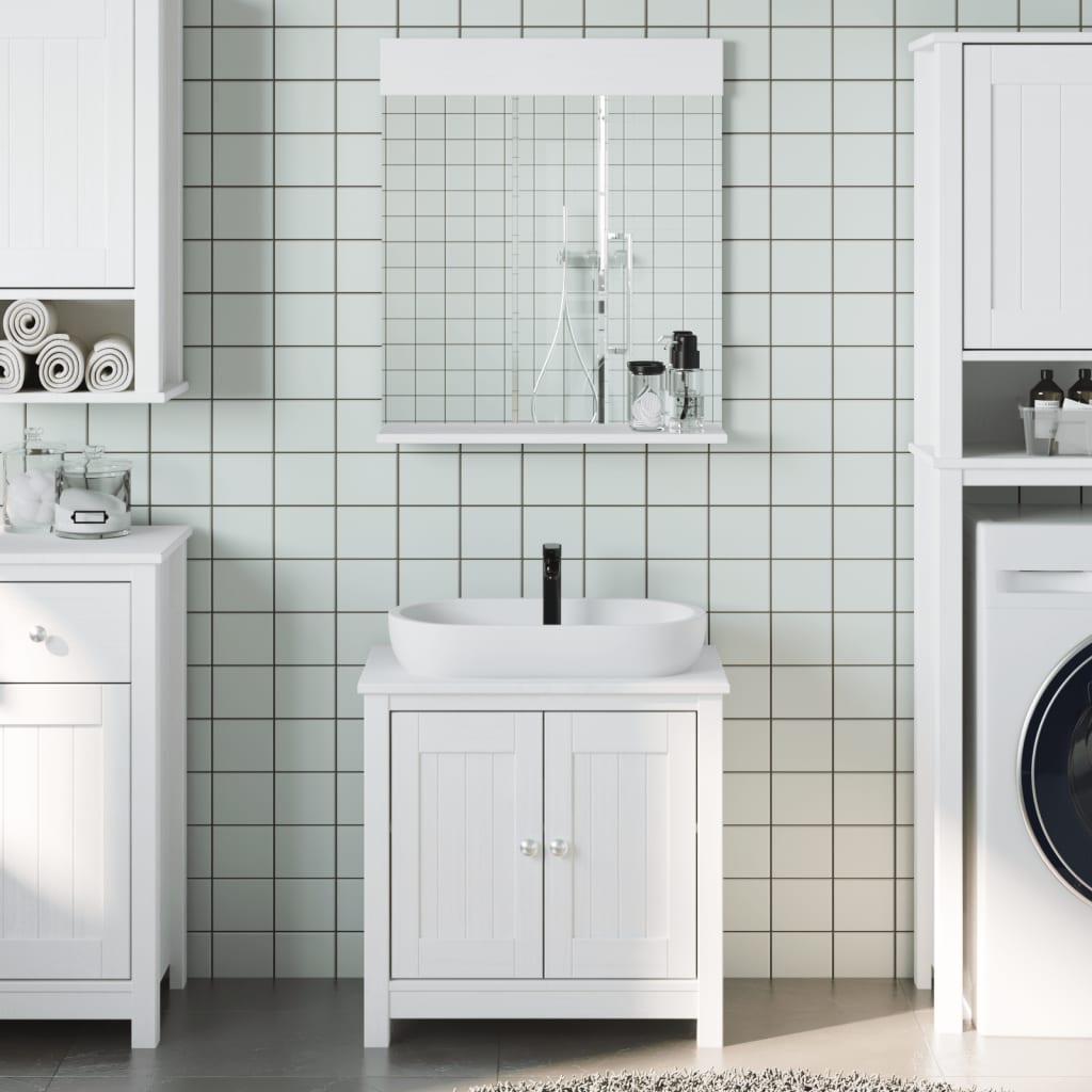vidaXL Bathroom Furniture Set "BERG" Solid Wood Pine White Depth 34 cm