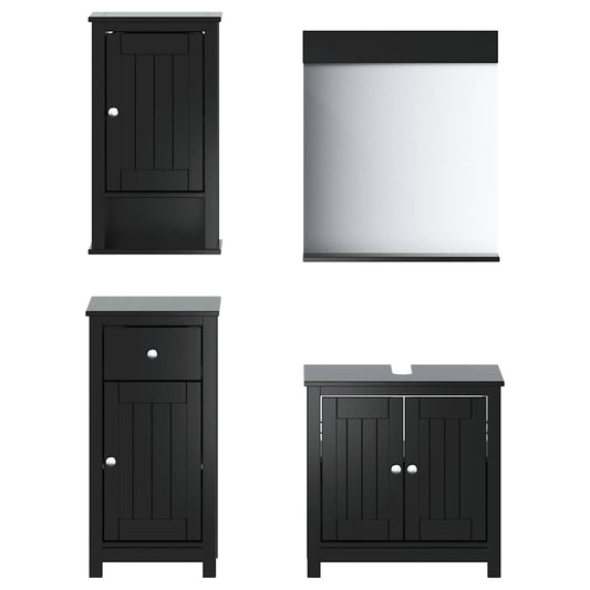 Bathroom Furniture Set "BERG" Solid Wood Pine Black Depth 34 cm 40 cm 80 cm 4