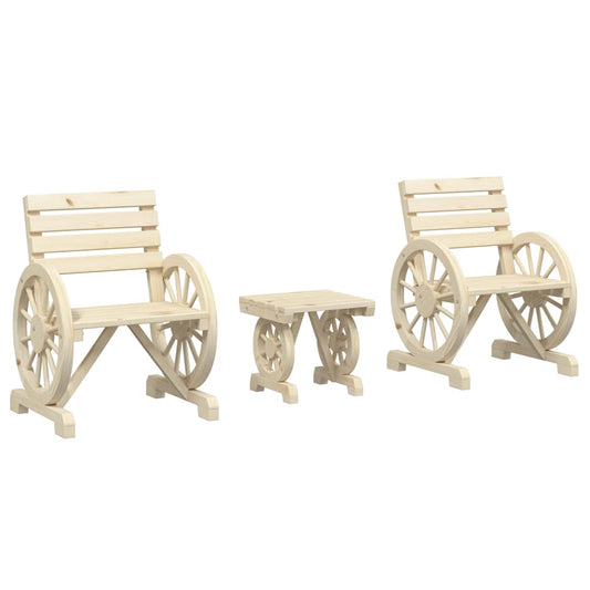 vidaXL 3 Piece Garden Lounge Set Solid Wood Fir 2
