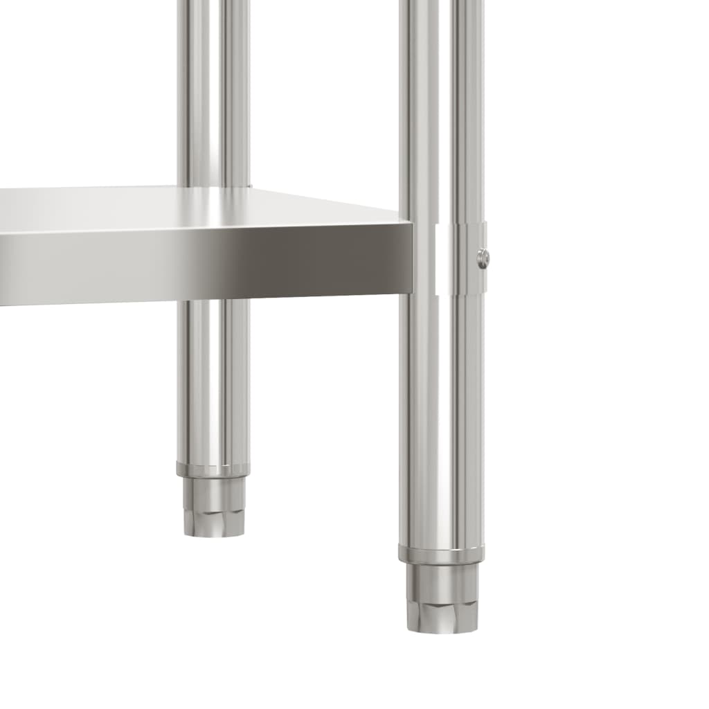 vidaXL Kitchen Work Table with Overshelf 110x55x150 cm Stainless Steel 6