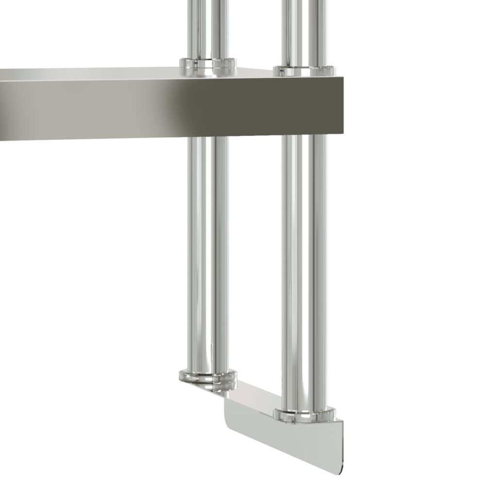 vidaXL Kitchen Work Table with Overshelf 110x55x150 cm Stainless Steel 6