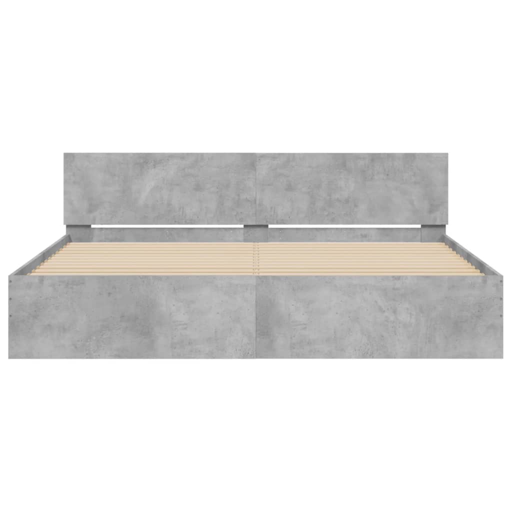vidaXL Bed Frame with LED without Mattress Concrete Grey 200x200 cm 6