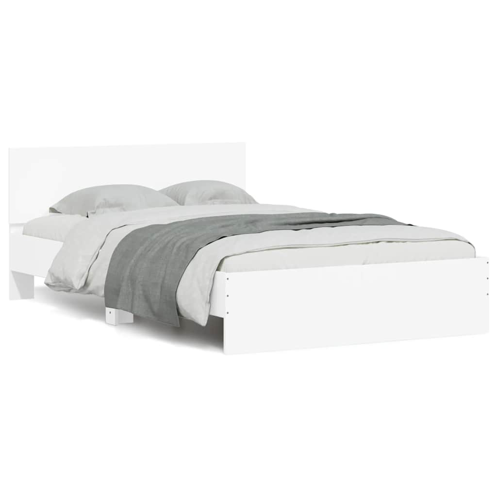 Bed Frame with Headboard and LED 120x190 cm White