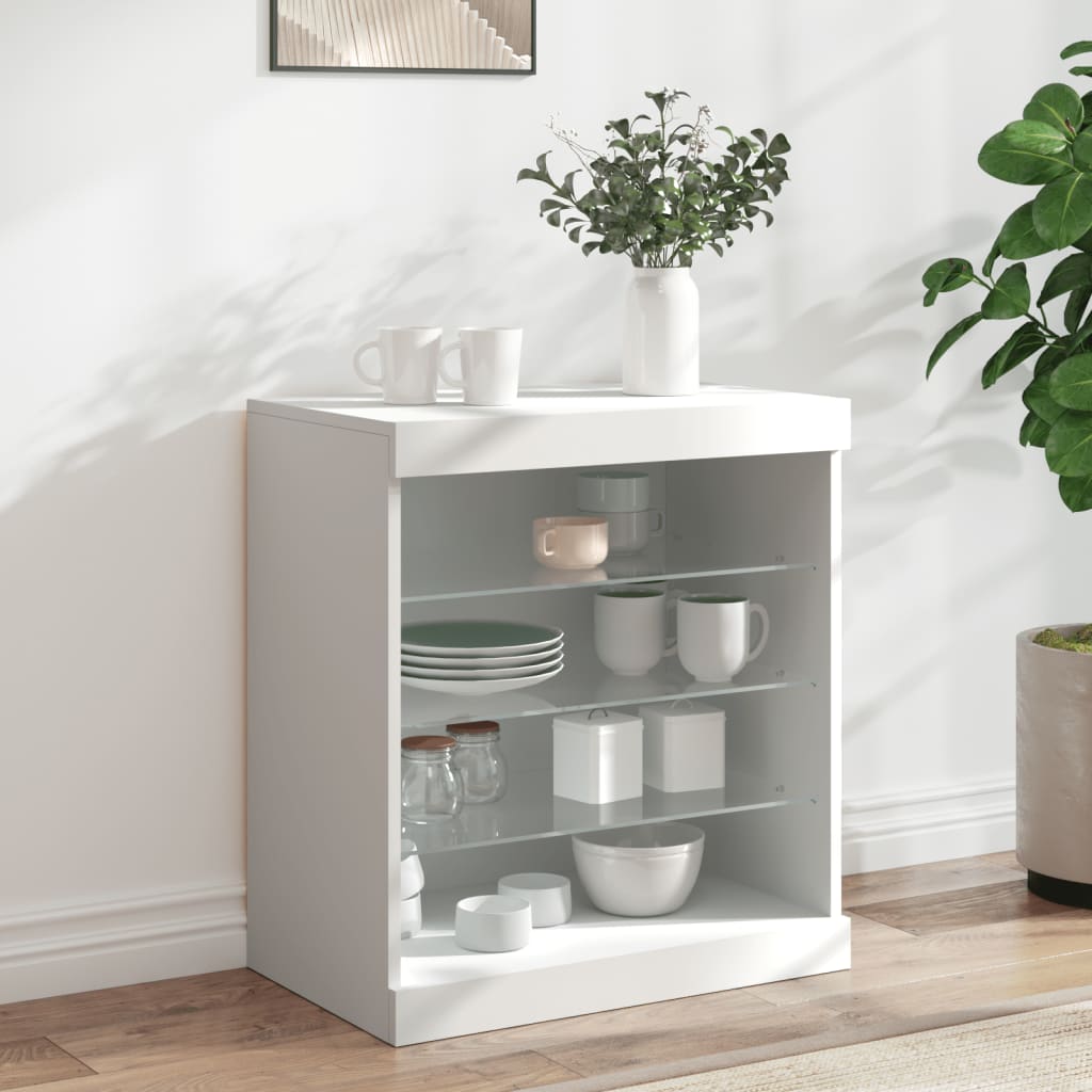 Sideboard with LED Lights 60,5x37x67 cm White
