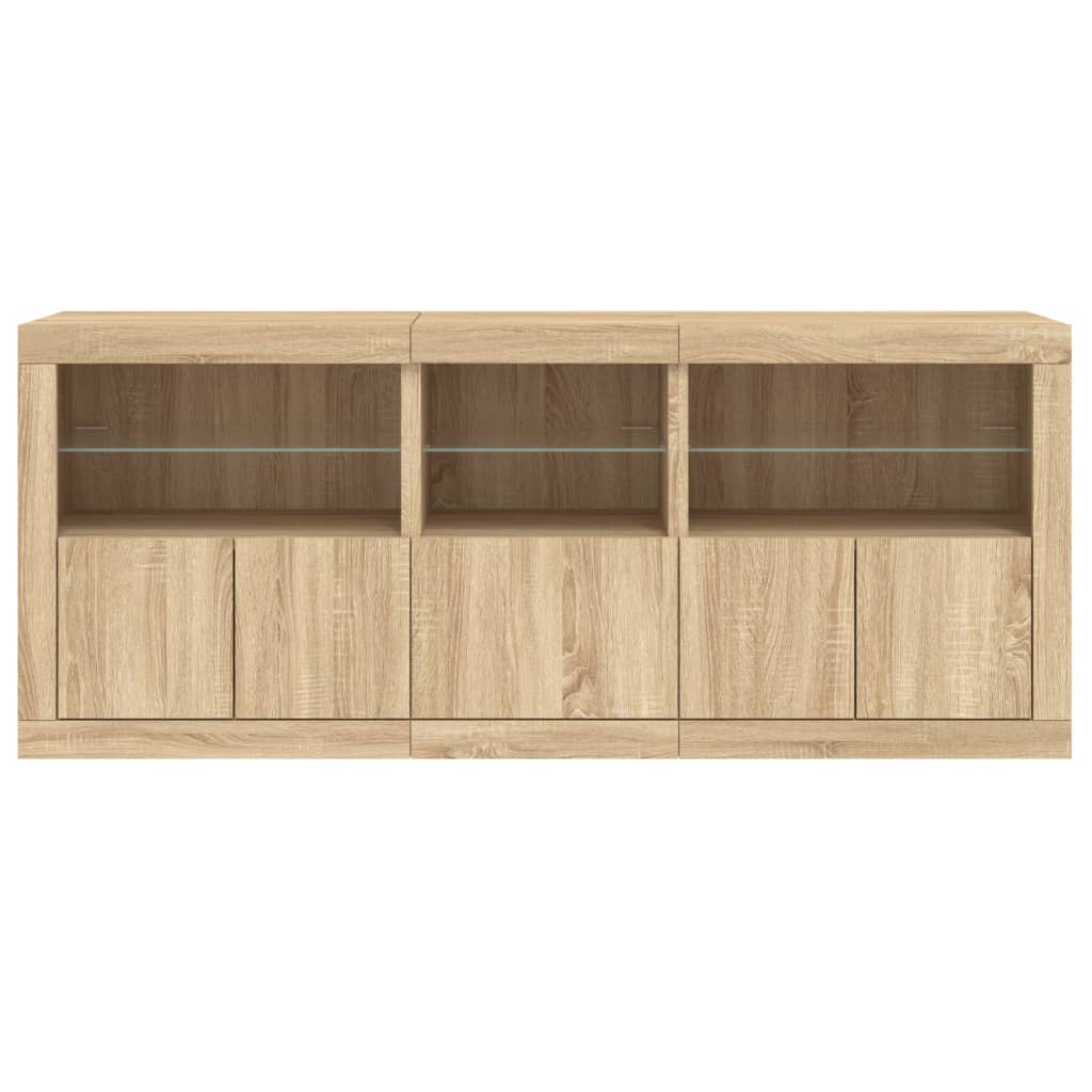 vidaXL Sideboard with LED Lights Sonoma Oak 162x37x67 cm 6