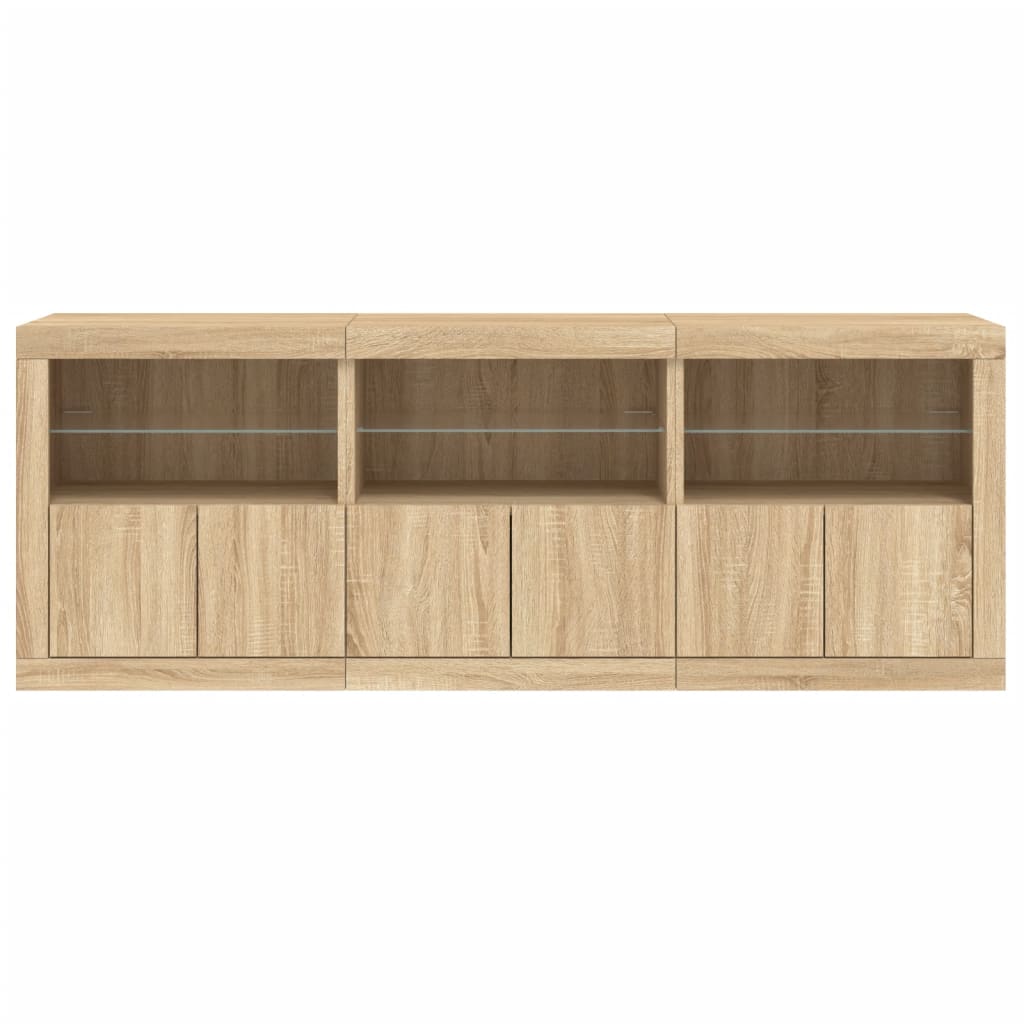vidaXL Sideboard with LED Lights Sonoma Oak 181.5x37x67 cm 6