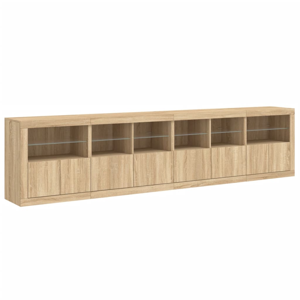 vidaXL Sideboard with LED Lights Sonoma Oak 283x37x67 cm 6