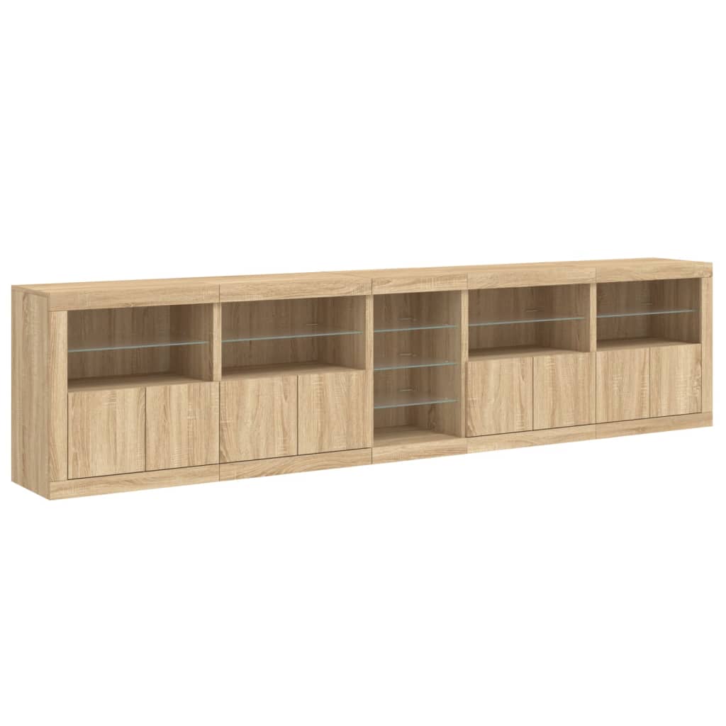 vidaXL Sideboard with LED Lights Sonoma Oak 283x37x67 cm 6