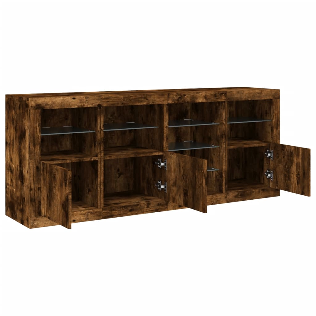 vidaXL Sideboard with LED Lights Smoked Oak 164x37x67 cm 6