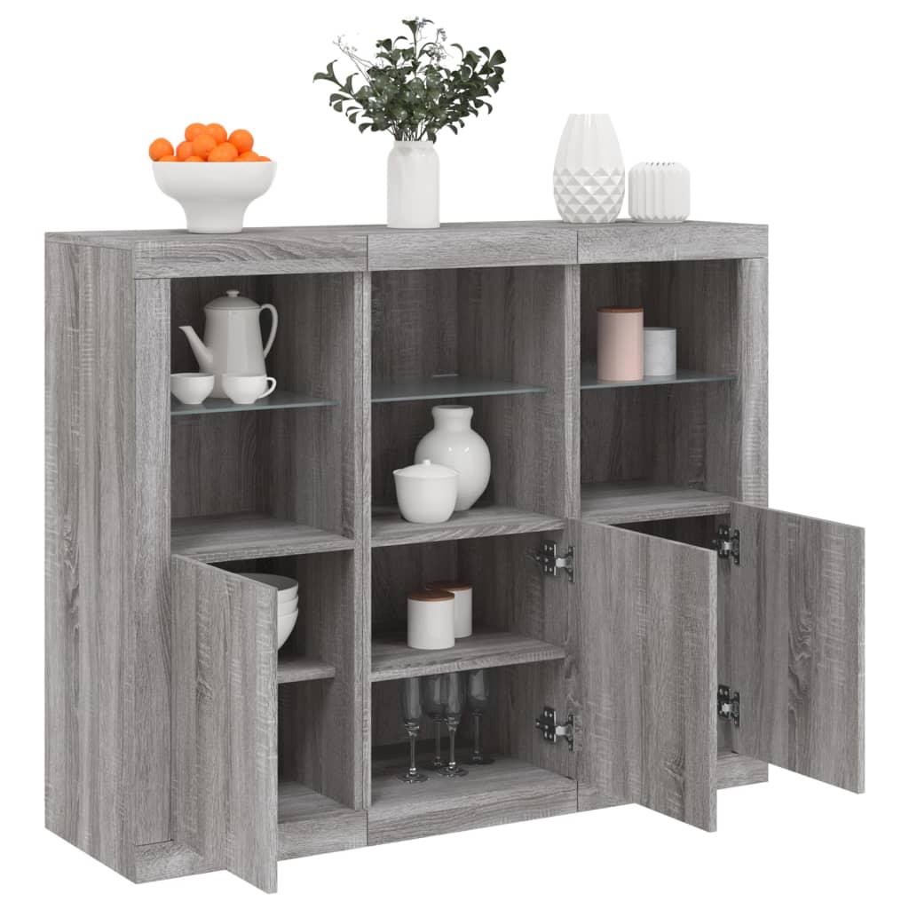 vidaXL Sideboards with LED Lights 3 pcs Engineered Wood