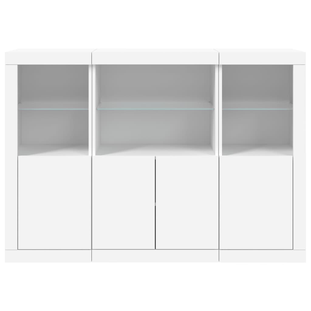 vidaXL Sideboards with LED Lights 3 pcs White Engineered Wood 6
