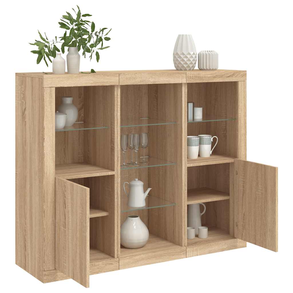 vidaXL Sideboards with LED Lights 3 pcs Engineered Wood