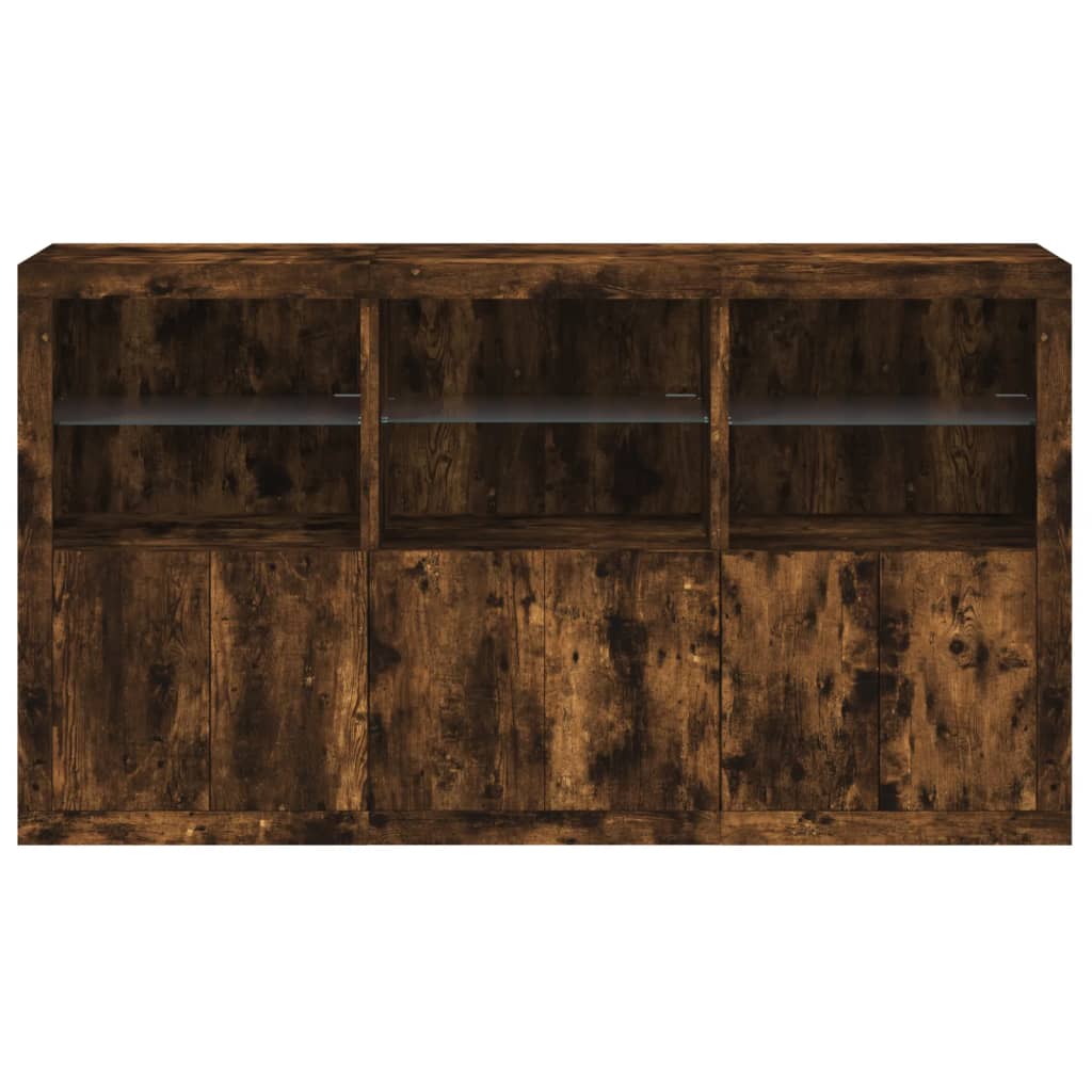 vidaXL Sideboard with LED Lights Smoked Oak 181,5x37x100 cm 6