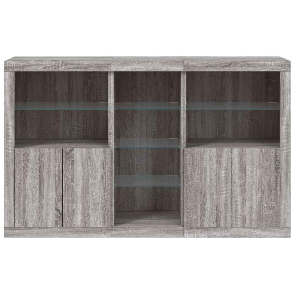 vidaXL Sideboard with LED Lights Grey Sonoma 162x37x100 cm 6