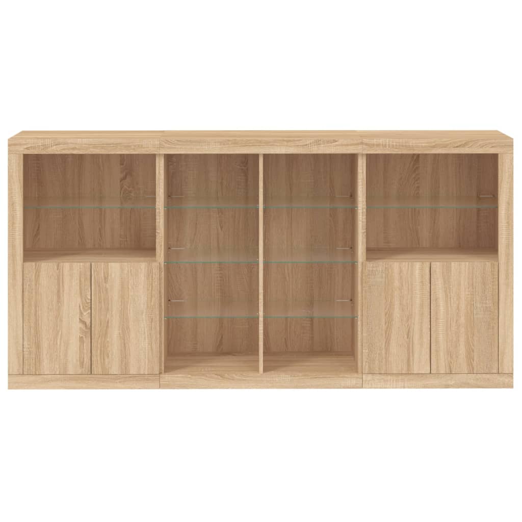 vidaXL Sideboard with LED Lights Sonoma Oak 202x37x100 cm 6