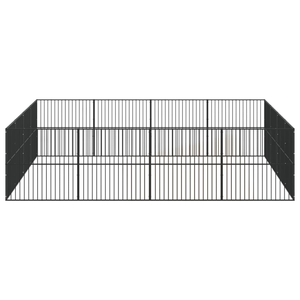 vidaXL Dog Playpen 16 Panels Black Galvanised Steel 6